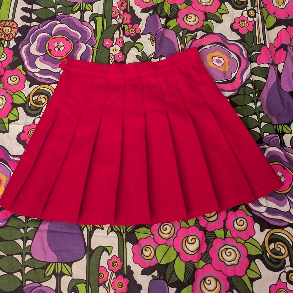 Red Pleated Skirt
